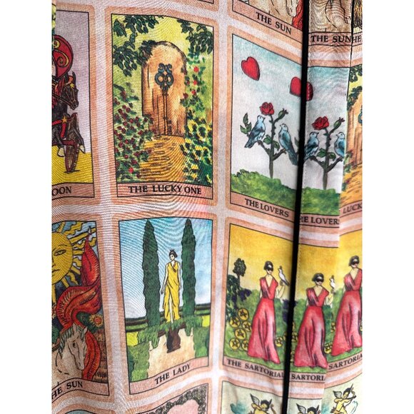 Alice + Olivia Tarot Card Alfie Silk Blouse Collared Top Mystical Print Shirt XS - Picture 7 of 14